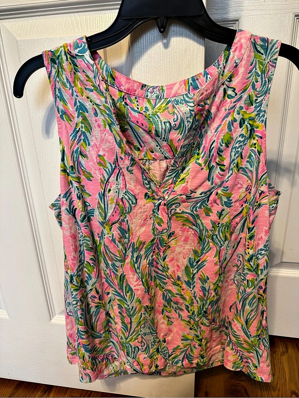 Lilly Pulitzer Floral Tank Top in Pink & Green Size Medium